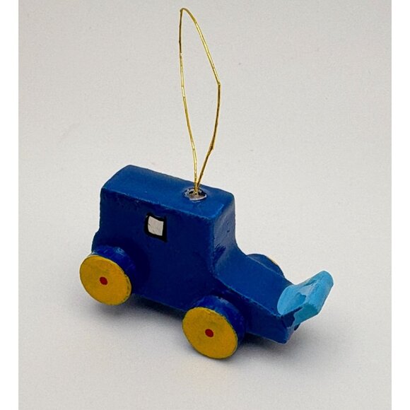 Handmade Blue Wooden Vintage Car Christmas Tree Ornament - Picture 7 of 7